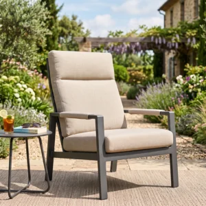 Modern Outdoor Garden Chair with Powder-Coated Aluminium Frame and UV-Resistant Fabric