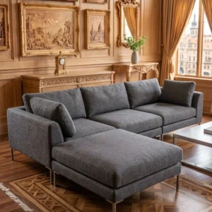Modern L-Shape Sectional Sofa with Modular Design, Metal Legs and High-Comfort Foam Cushions