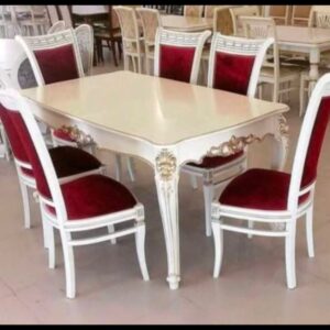 Classic European Carved Wooden 6-Seater Dining Set