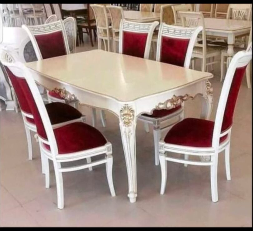 Classic European Carved Wooden 6-Seater Dining Set