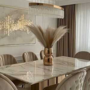 Imperial Gold Carved 8-Seater Dining Table with Medallion Top