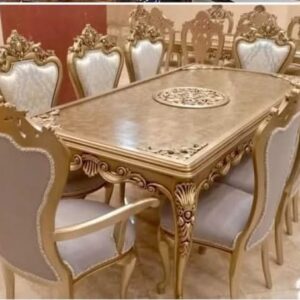 Contemporary Velvet Dining Set with Faux Marble Top & Gold Legs
