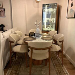 Glamorous Monochromatic Tufted Dining Set with Ring Back Chairs