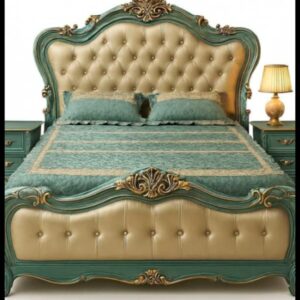 Luxury Tufted Bed with Carved Headboard