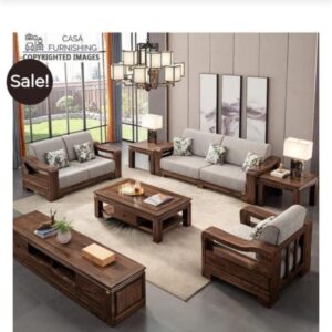 Modern Wood Living Room Set with TV Unit