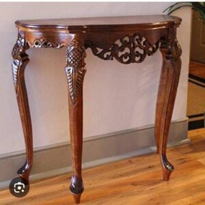Carved Wood Console Table with Pierced Scroll Apron
