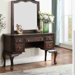 Dark Wood Dressing Table with Mirror
