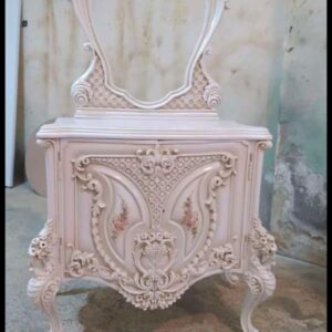 Blush Pink Ornate Carved Dresser with Mirror